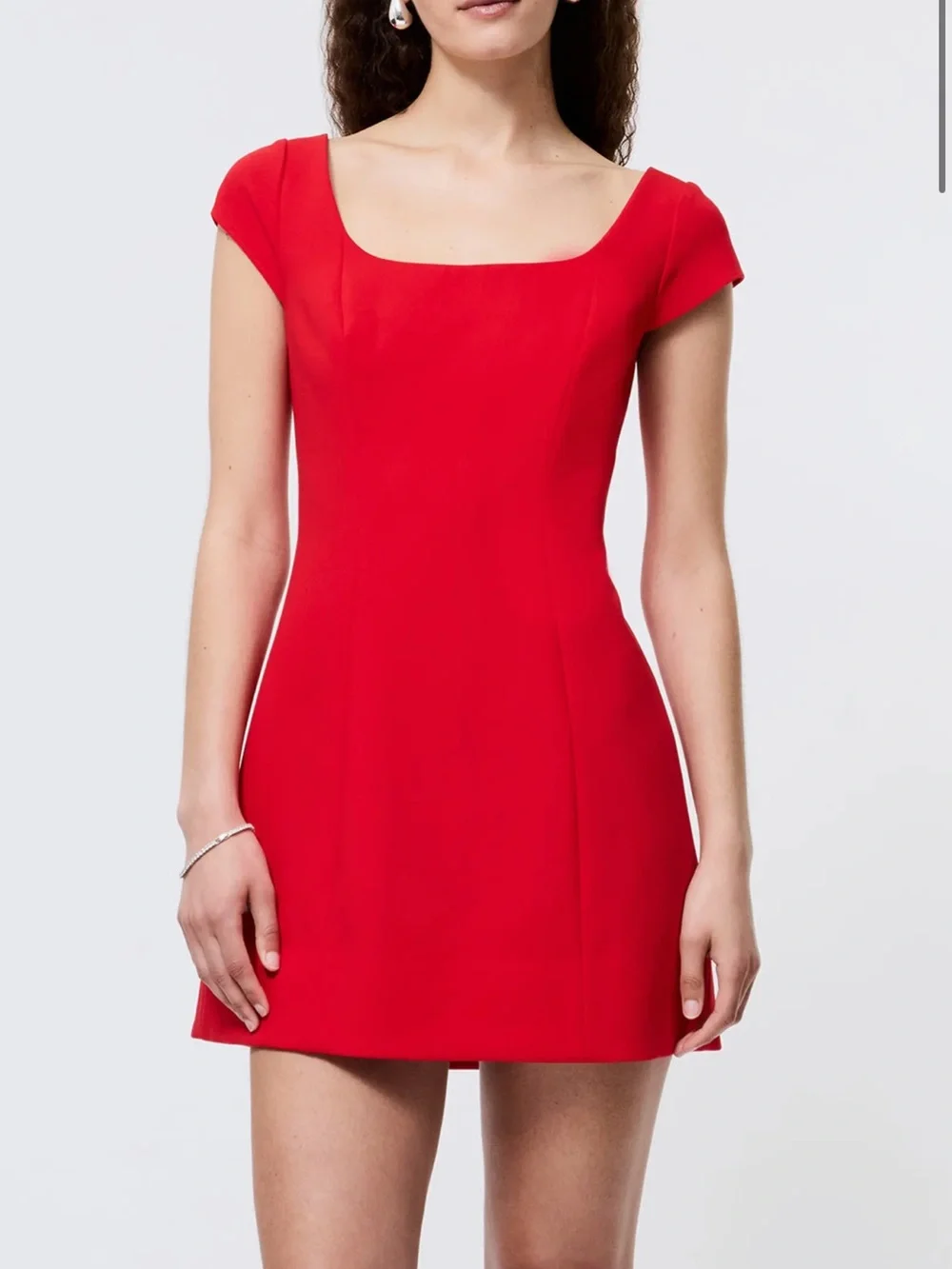 French Connection Azra Red Minidress 12 Cocktail Party Cap Sleeve Twill NWT